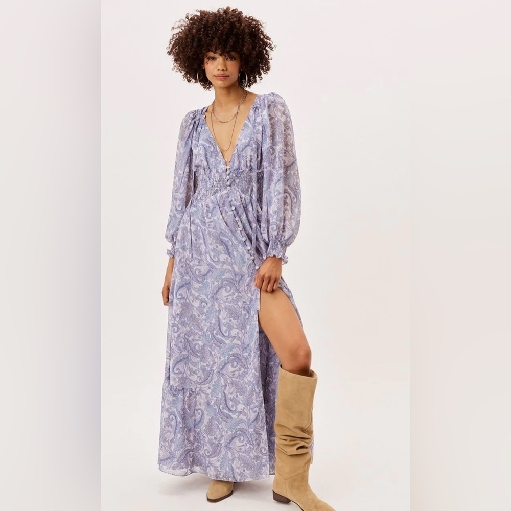 For Love And Lemons Maxi Dress Janelle Paisley Bohemian Button Down Size Xs